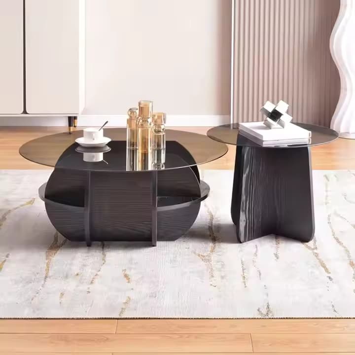 Nordic Style Modern Simple Luxury Lightweight Tempered Glass Coffee Table for Small Apartments Wholesale (2)_compressed