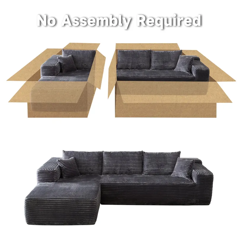 Deep Seat 2-Piece L-Shape Modular Sectional Sofa Couch (1)