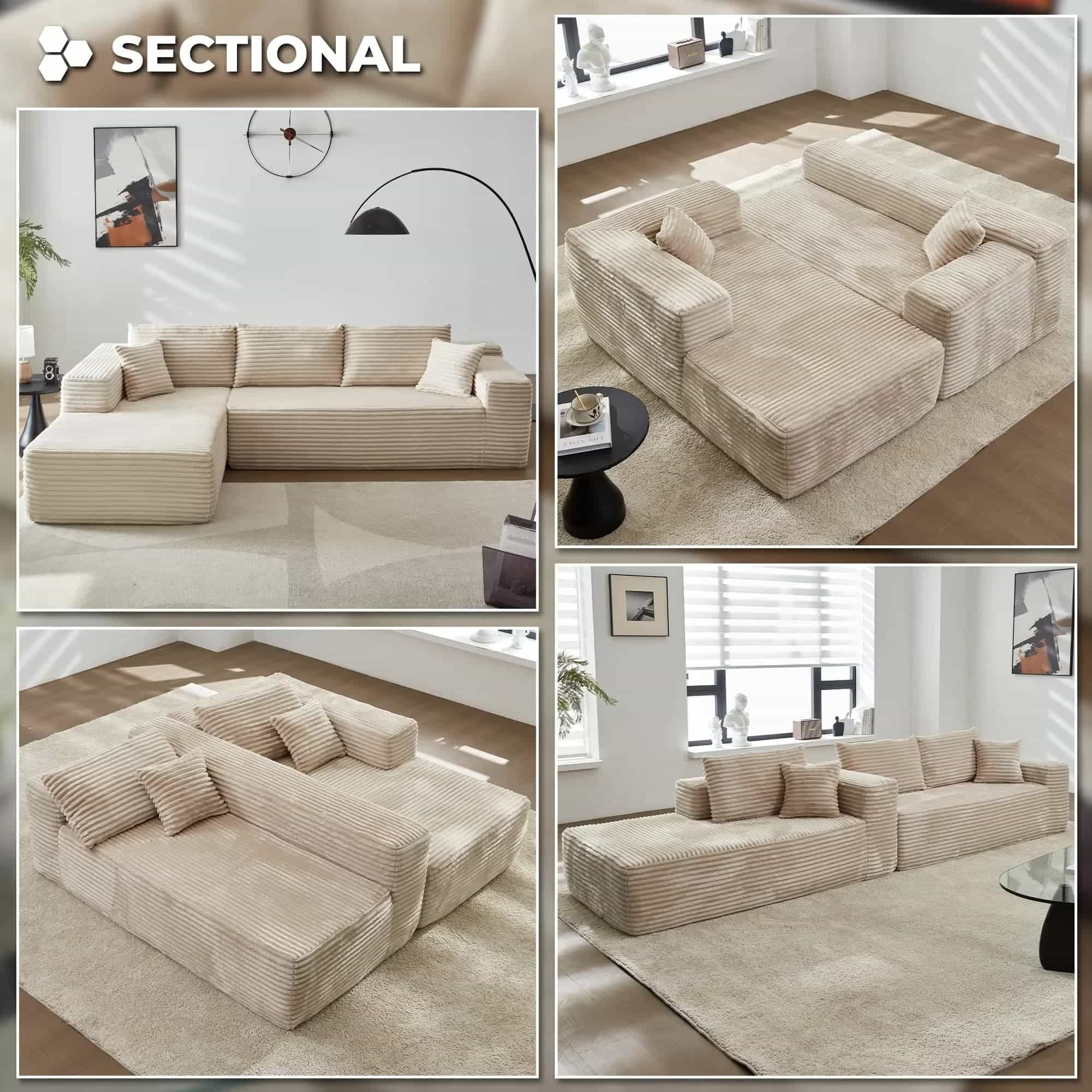 Deep Seat 2-Piece L-Shape Modular Sectional Sofa Couch (1)