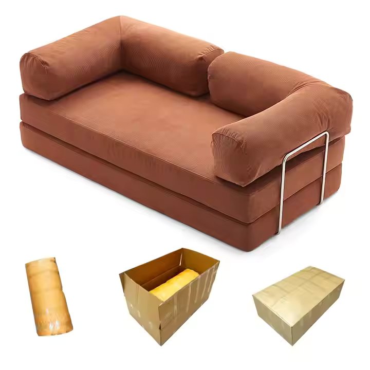 Hot Sale Corduroy Sofa in Box Vacuum Compressed Sofa Bed Sectional Sofa
