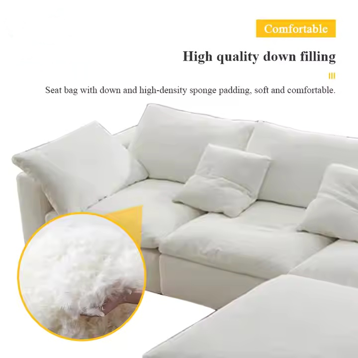 Luxury Living Room Furniture 3 Seater Fabric Velvet Bubble Cloud Sofa Chesterfield Set (1)