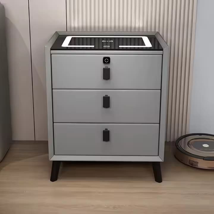 Adjustable Colors Sofa Side Table with 3 Drawers for Bedroom Living Room Smart Lighted Bedside Table Led Nightstands