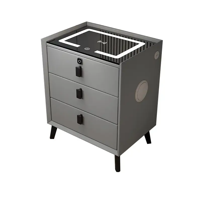 Adjustable Colors Sofa Side Table with 3 Drawers for Bedroom Living Room Smart Lighted Bedside Table Led Nightstands